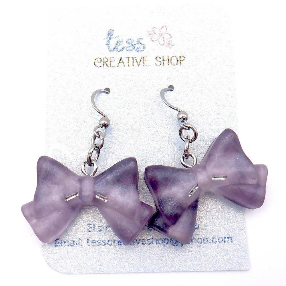 Handmade Resin Bow Earrings NEW